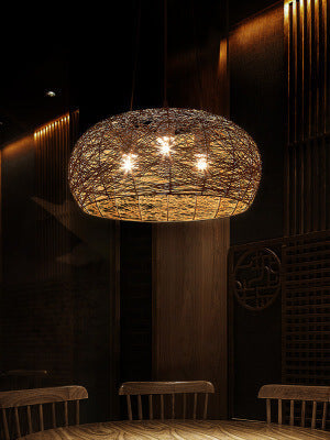 Modern Rattan Weaving 3-Light Dome Pendant Light Fixture