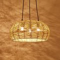 Modern Rattan Weaving 3-Light Dome Pendant Light Fixture