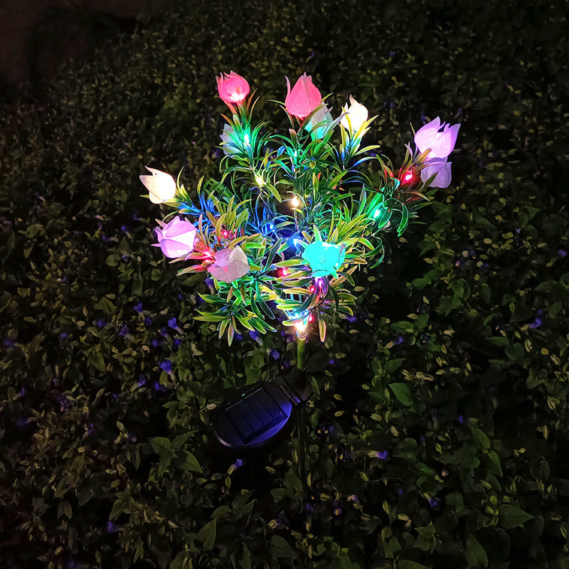 Contemporary Waterproof Imitation Gardenia LED Solar Lawn Light for Outdoor Patio