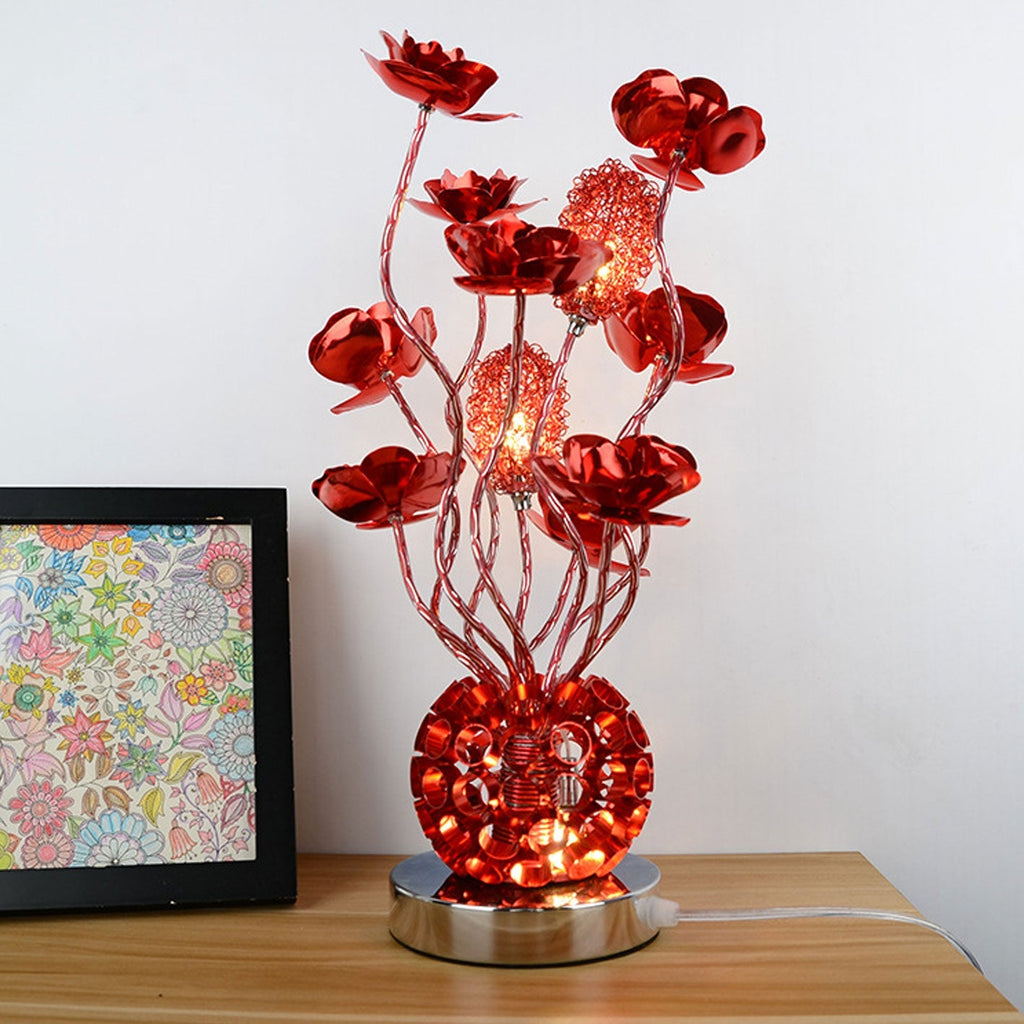 European Rose Aluminum LED Table Lamp - Modern Desk Light, Stylish Home Decor, Energy-Efficient Lighting, Contemporary Nightstand Lamp, USB Rechargeable, Adjustable Brightness, Minimalist Design, Bedroom and Living Room Essentials