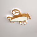 Cartoon Creative Wood Grain Aircraft LED Kids Flush Mount Ceiling Light Baby Nursery Room Decor Boys Girls Ceiling Lamp Kids Bedroom Lighting Childrens Sky Airplane Theme Light Fixtures