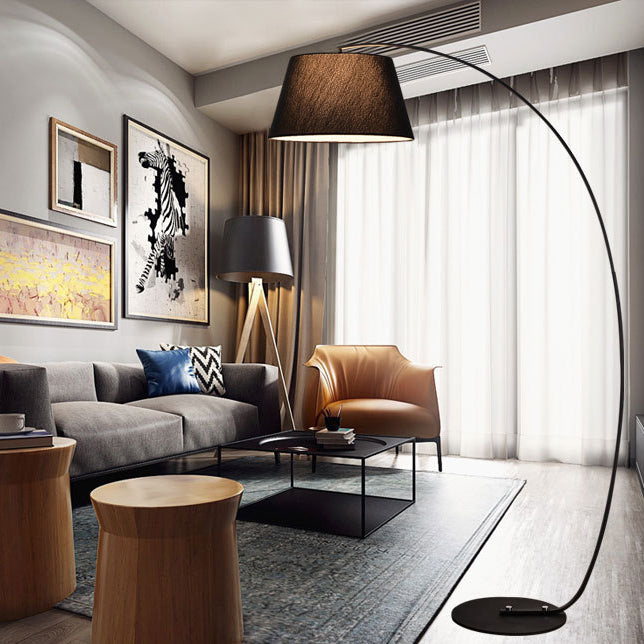 Modern Light Luxury Wrought Iron Curved Cylinder Floor Lamp - 1-Light Stand