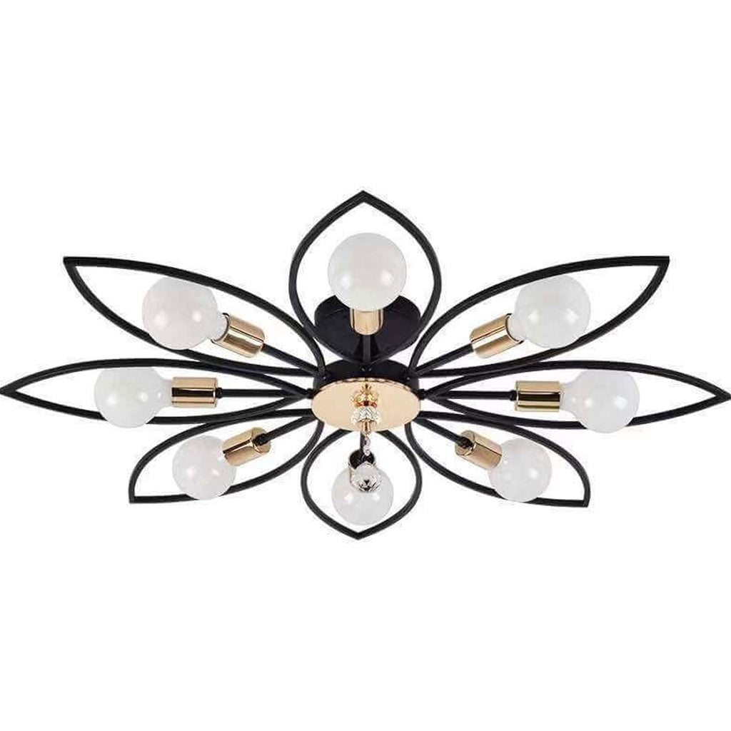 Nordic Luxury Wrought Iron Crystal Flush Mount Ceiling Light - 6/8 Light Design
