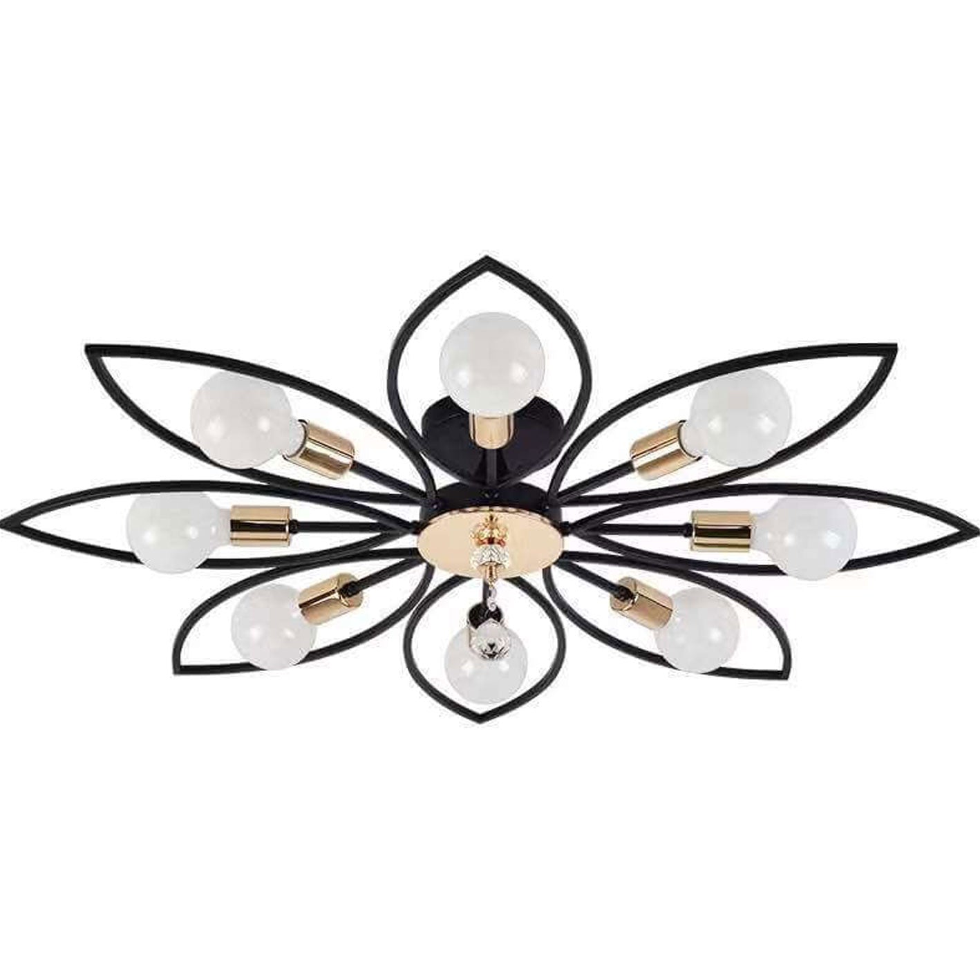 Nordic Luxury Wrought Iron Crystal Flush Mount Ceiling Light - 6/8 Light Design