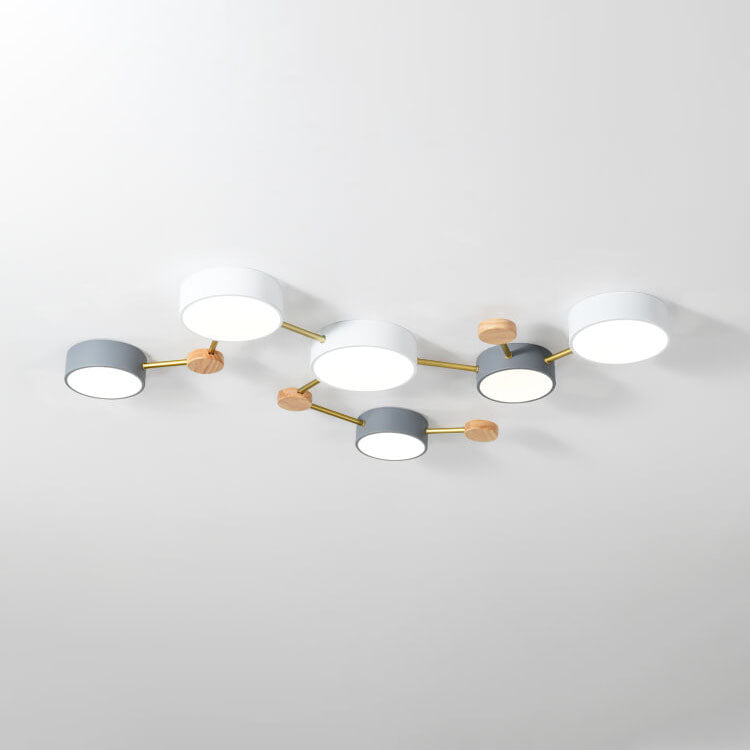 Scandinavian Minimalist Solid Wood Iron LED Flush Mount Light
