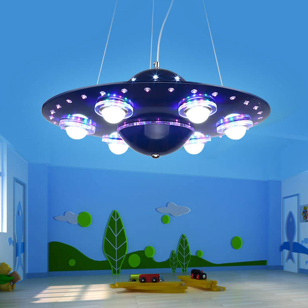 Creative Cartoon UFO Flying Saucer LED Chandelier for Kids Room Lighting