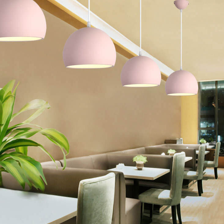 Modern Solid Color Round Head Iron Pendant Light - 1-Light Design, Stylish Lighting Fixture for Home Decor