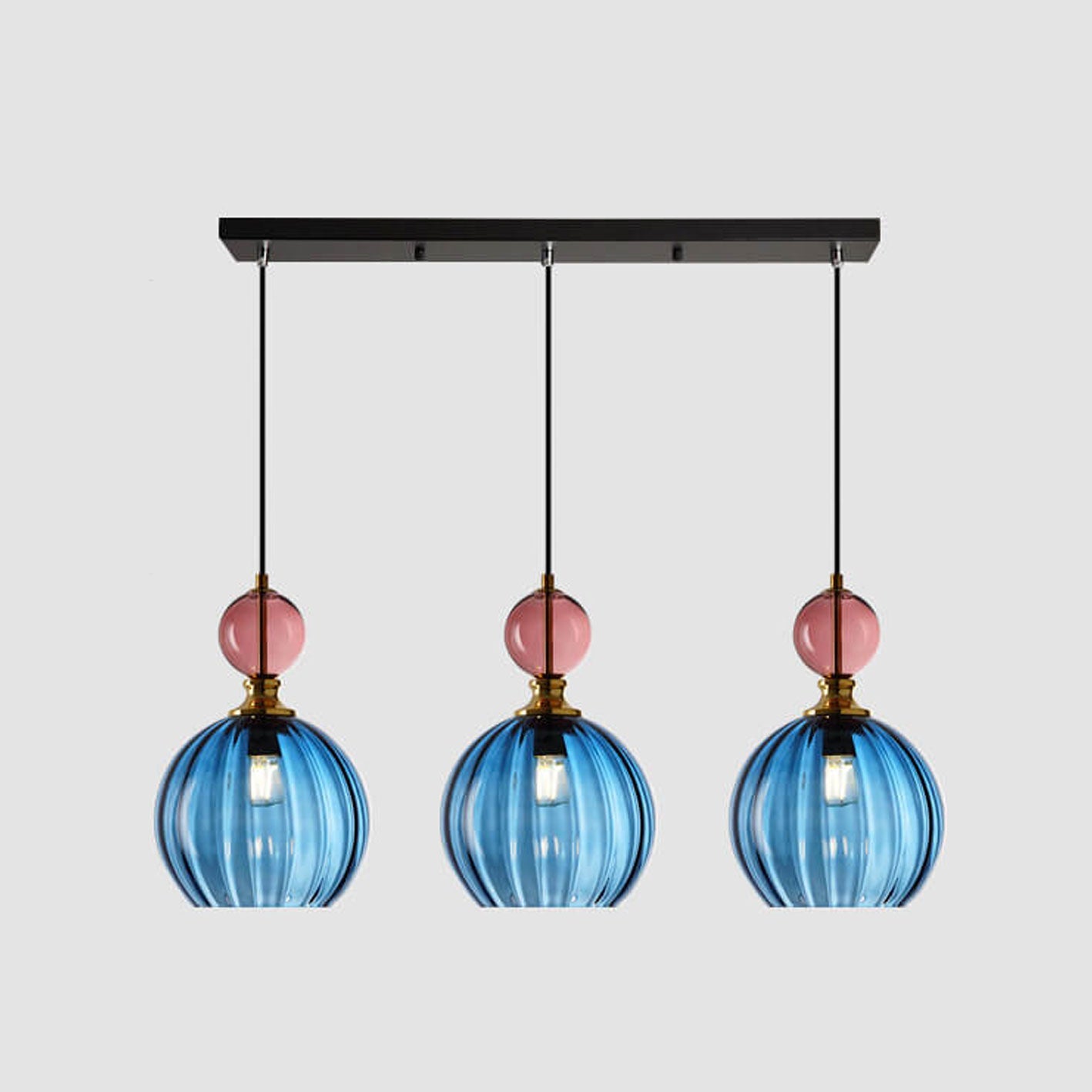 Danish Creative Stripes Round Glass 1/3 Light Chandelier - Modern Lighting Fixture, Unique Design, Home Décor, Elegant Illumination