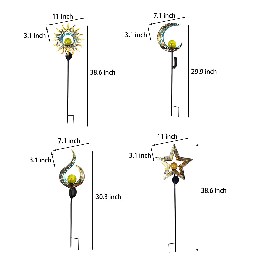 Mystical Moon & Sun Flame Iron Hollow Solar Garden Light