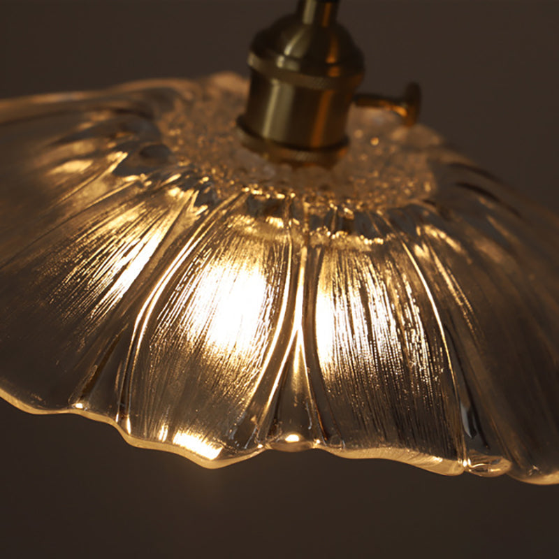 Vintage Lotus Leaf Brass Pendant Light - 1-Light Fixture for Living Room