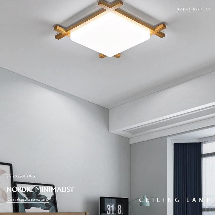 Traditional Japanese Wood Acrylic Tatami LED Ceiling Light for Bedroom