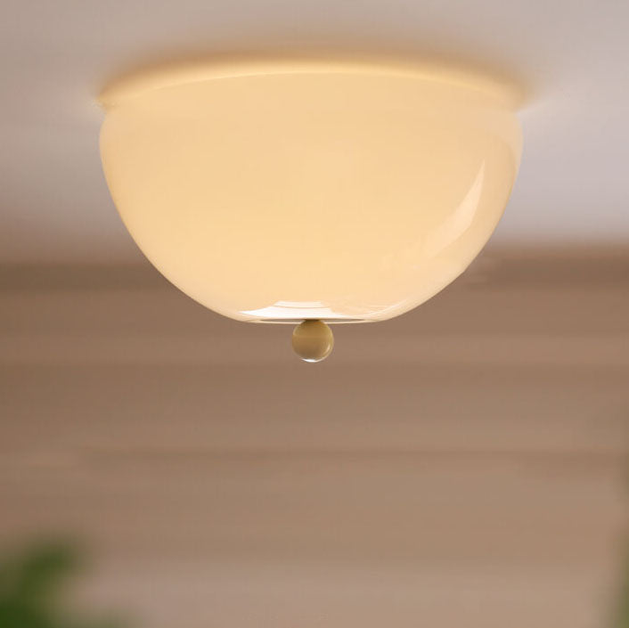 Nordic Minimalist 4-Light Iron Round Glass Shade Flush Mount Ceiling Light