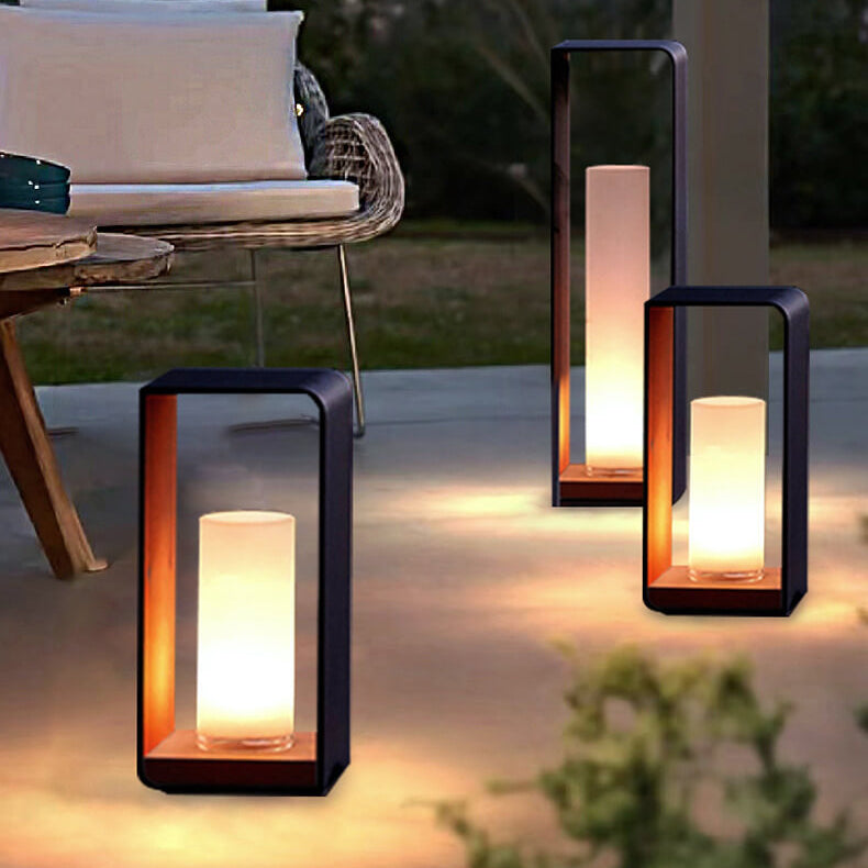 Modern Minimalist Square Frame Stainless Steel LED Landscape Light - Waterproof Acrylic Outdoor Patio Lighting