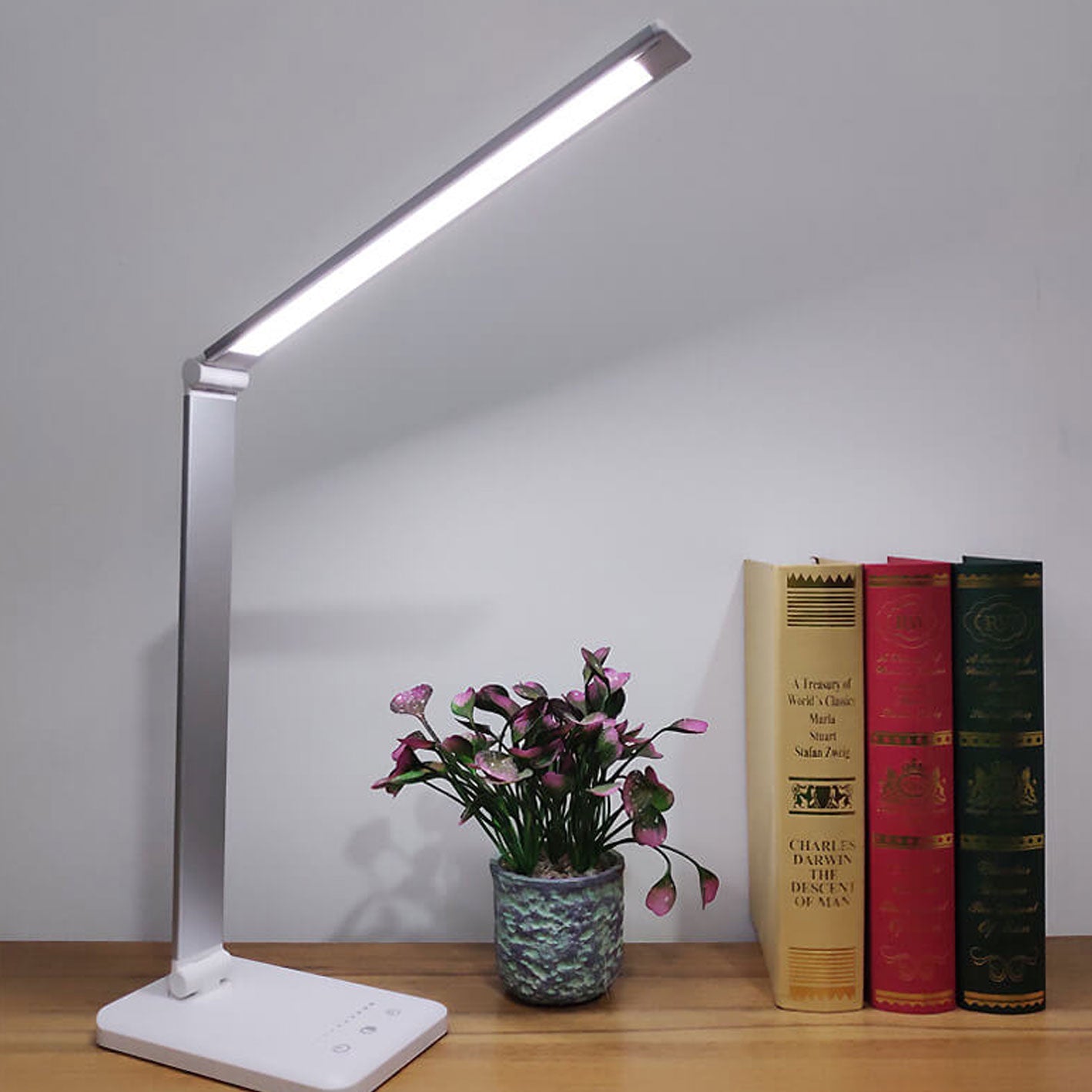 Folding Wireless Rechargeable LED Eye Protection Reading Desk Lamp with Adjustable Brightness, Touch Control, USB Charging, Modern Design for Home and Office, Portable Study Table Light