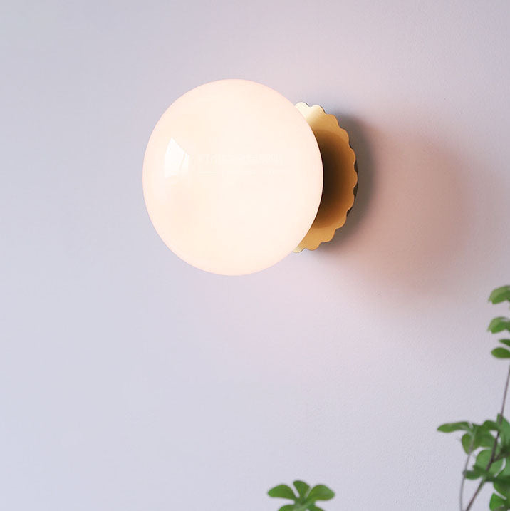 Modern Vintage Minimalist Round Iron Glass Wall Sconce Lamp 1-Light