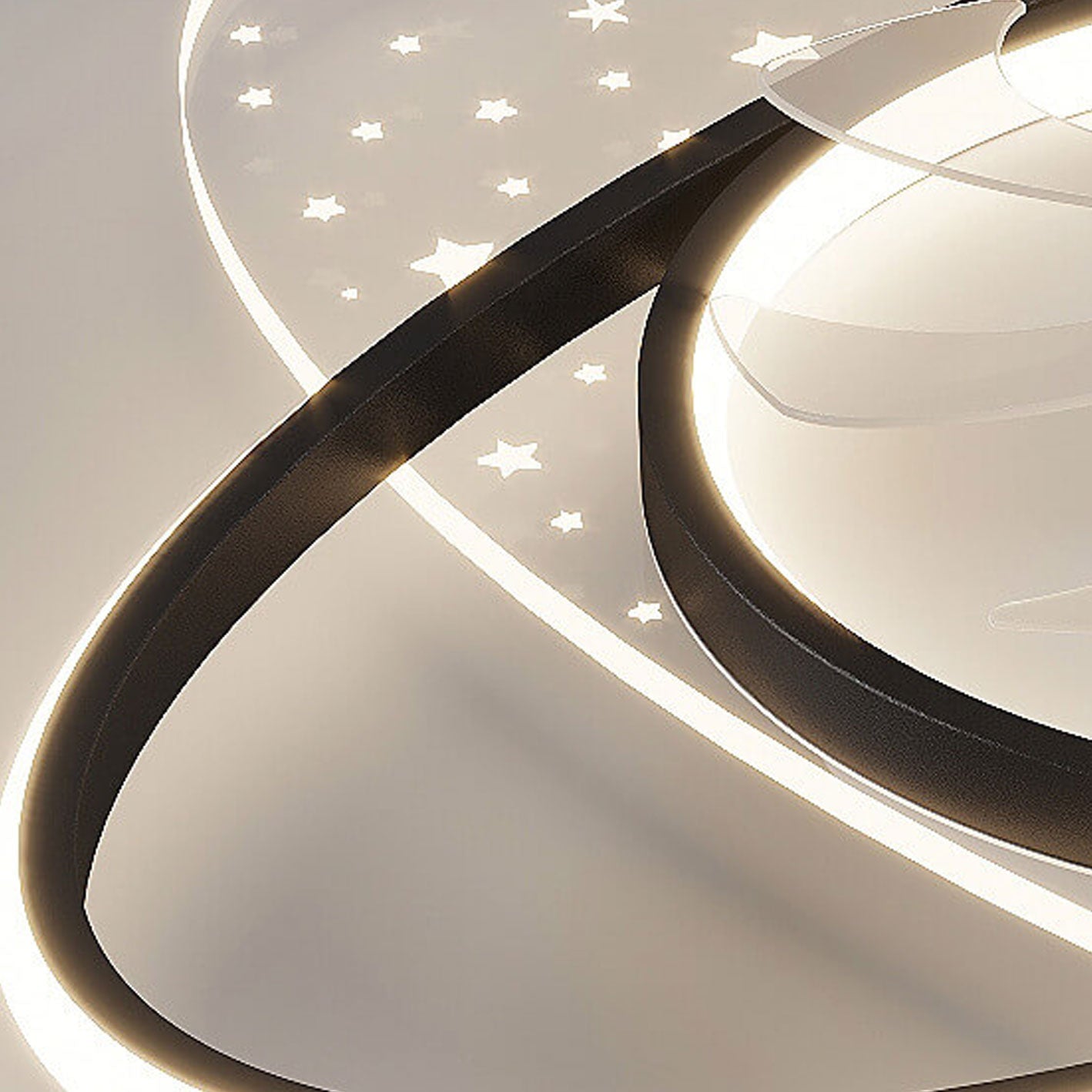 Modern LED Flush Mount Ceiling Fan Light - Creative Planet Star Effect Design, Energy Efficient, Stylish Home Lighting