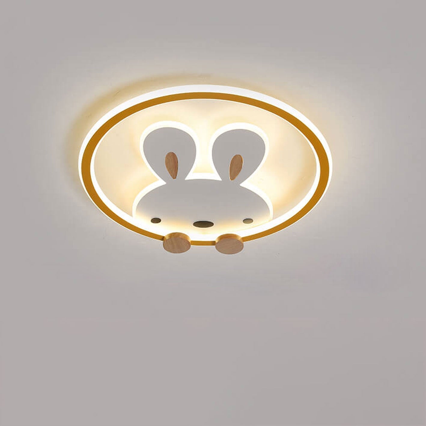 Childlike Modern Cartoon Rabbit LED Flush Mount Light Ceiling Fixture Cute Bunny Design for Kids Room Nursery Playroom Aesthetic Lighting Decor Kids Bedroom Illumination Creative Playful Home Lighting Children's Room Ceiling Light