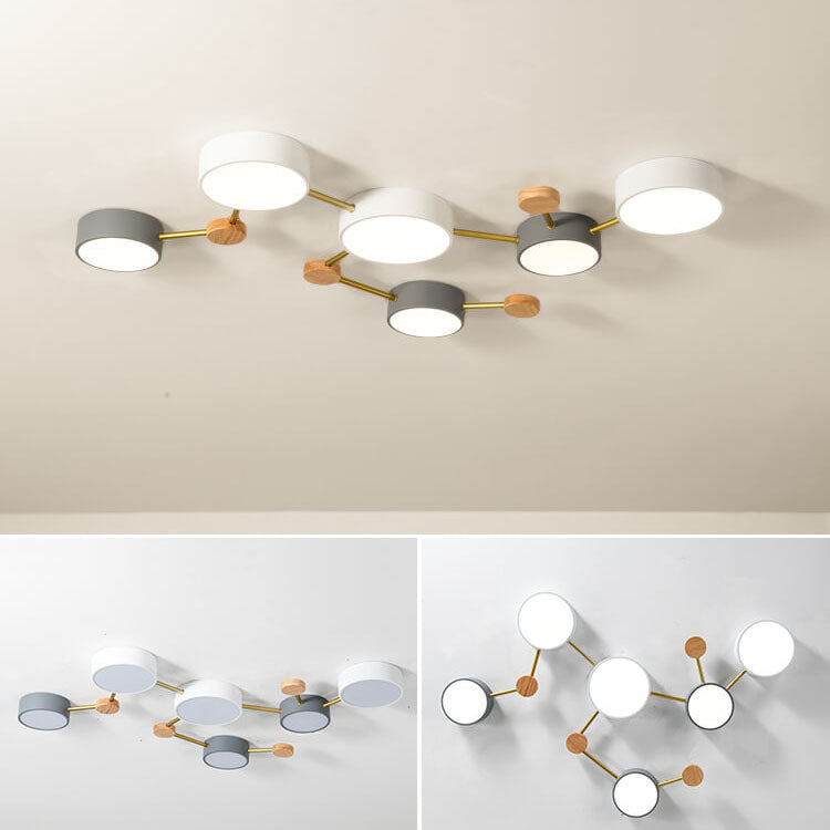 Scandinavian Minimalist Solid Wood Iron LED Flush Mount Light