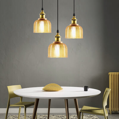 Vintage Textured Lattice Glass Pendant Light - 1-Light Ceiling Fixture