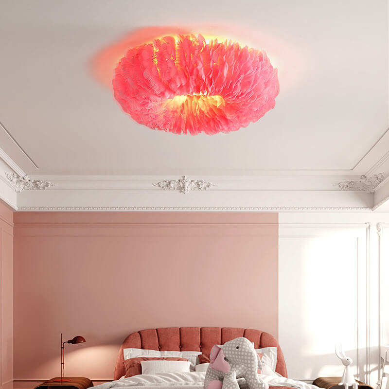 Modern Goose Feathers 1-Light Flush Mount Ceiling Light Fixture