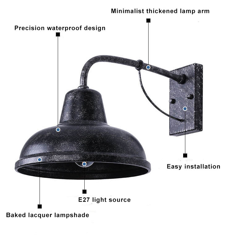 Industrial Gooseneck Outdoor Wall Light - Vintage Style Exterior Lighting