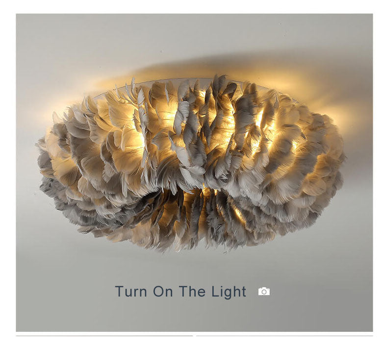 Modern Goose Feathers 1-Light Flush Mount Ceiling Light Fixture