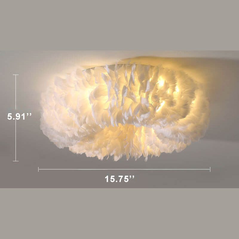 Modern Goose Feathers 1-Light Flush Mount Ceiling Light Fixture