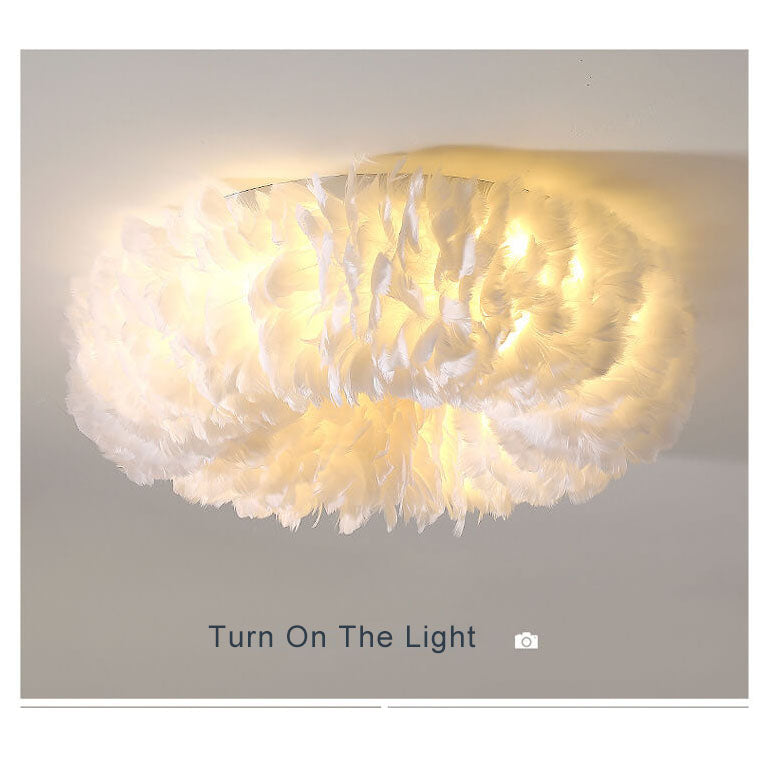 Modern Goose Feathers 1-Light Flush Mount Ceiling Light Fixture