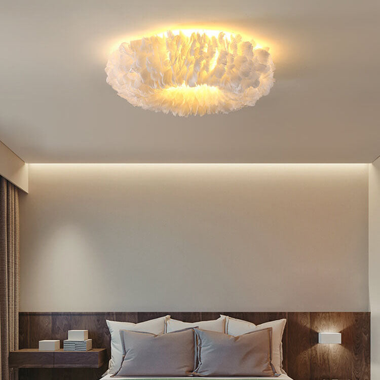Modern Goose Feathers 1-Light Flush Mount Ceiling Light Fixture
