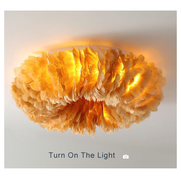 Modern Goose Feathers 1-Light Flush Mount Ceiling Light Fixture