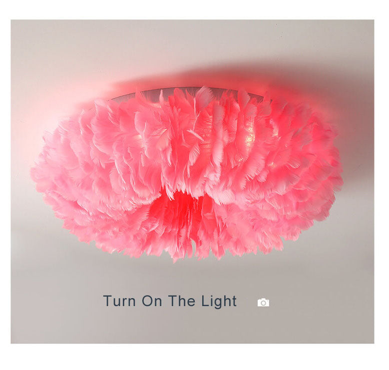 Modern Goose Feathers 1-Light Flush Mount Ceiling Light Fixture