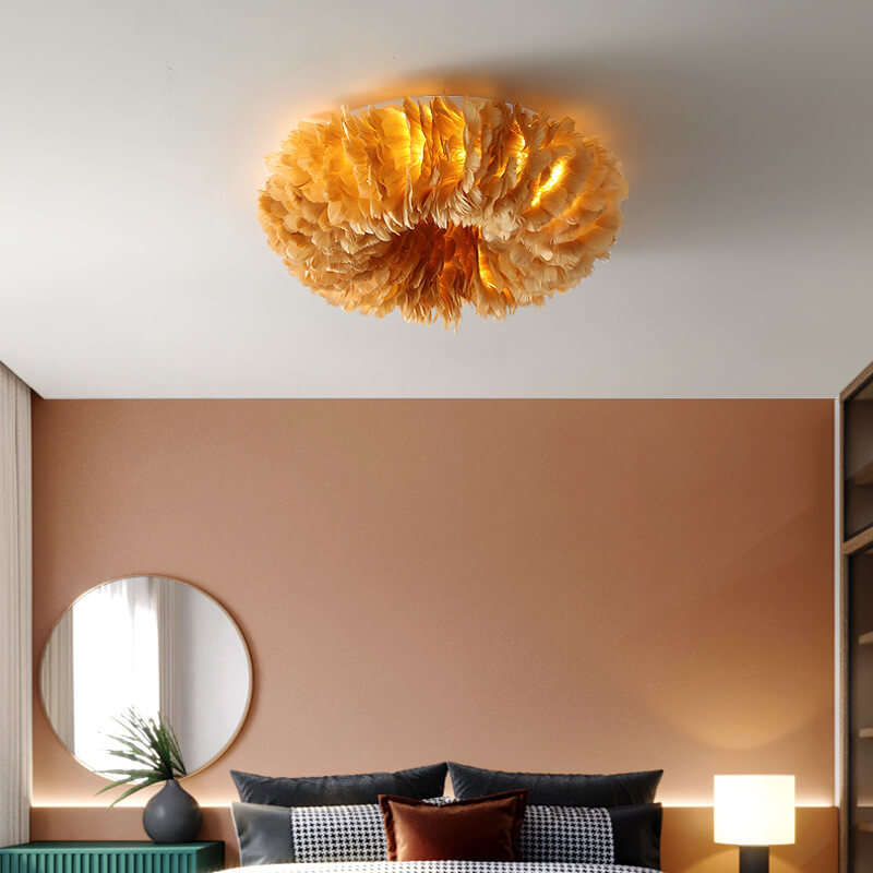 Modern Goose Feathers 1-Light Flush Mount Ceiling Light Fixture