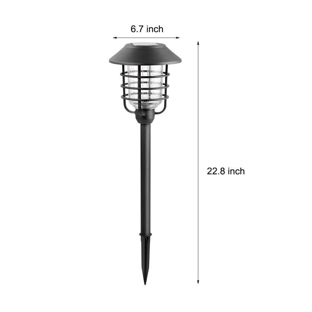 22.8-Inch Solar Pathway Light with Hat Top & Wire Lampshade - Outdoor Garden Lighting