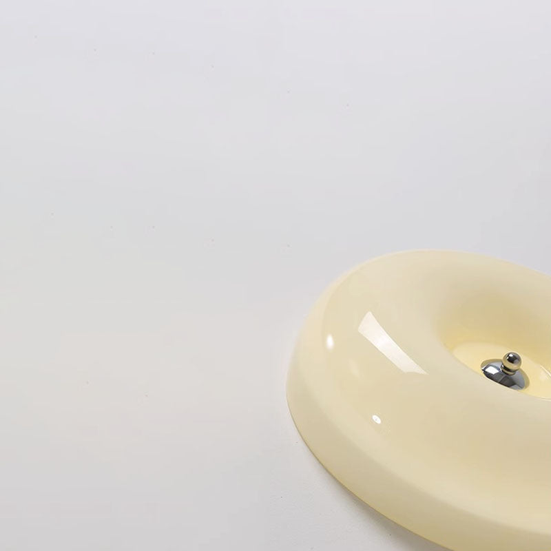 Contemporary Nordic Creamy Yellow Pudding Glass Shade Iron LED Flush Mount Ceiling Light
