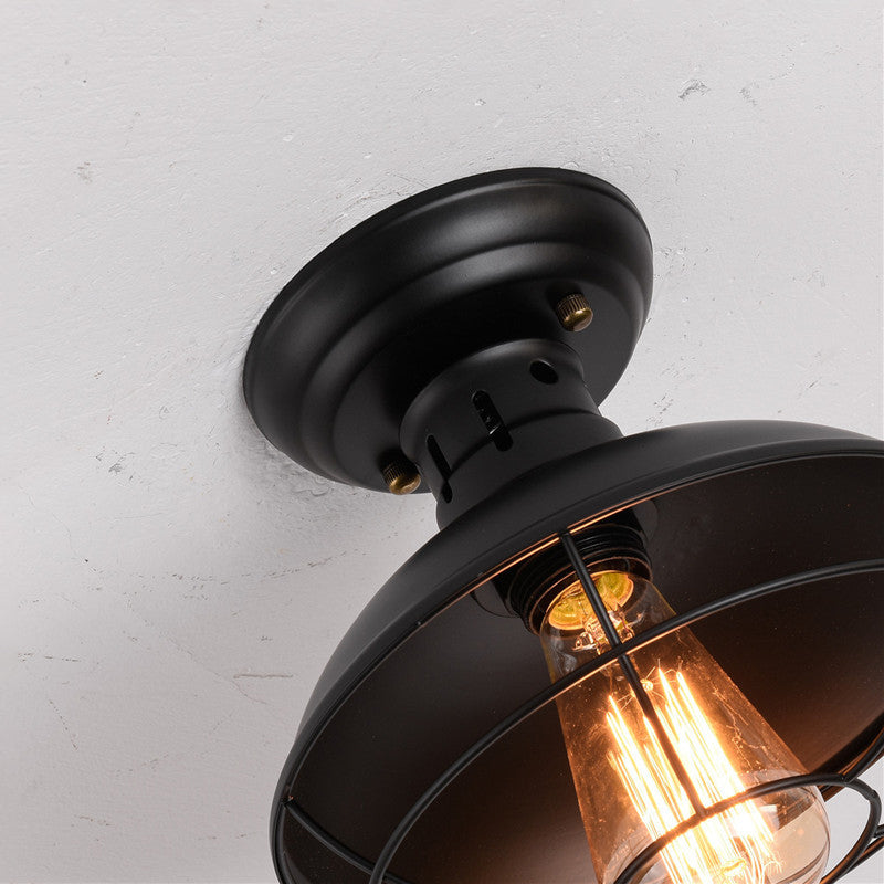 Contemporary Industrial Semi-Flush Mount Iron Light for Living Room