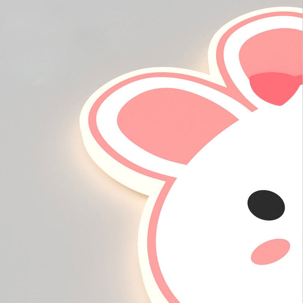 Creative Cartoon Rabbit Unicorn Kids LED Wall Sconce Lamp Night Light for Nursery Bedroom Home Decor Cute Animal Design Battery Operated Soft Glow Accent Light for Children's Room Playroom Wall Decor Gifts for Kids