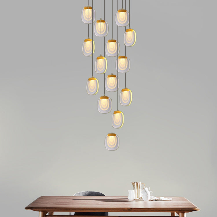 Contemporary Scandinavian Aluminum Crystal Round LED Chandelier for Living Room