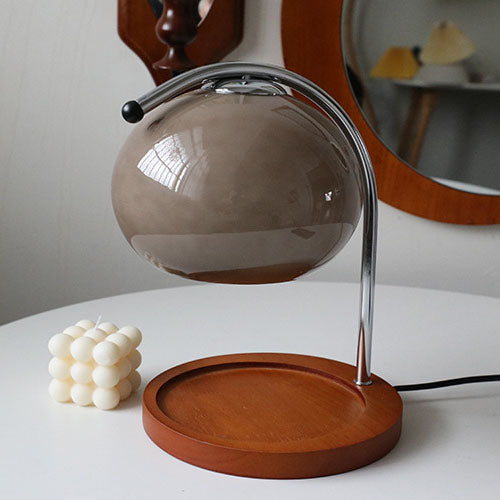 Contemporary Retro Glass Dome Table Lamp - Solid Wood & Metal Base, 1-Light Melting Wax Design