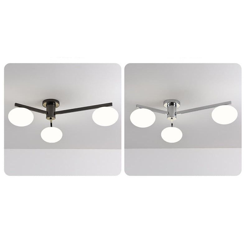 Nordic Light Luxury Glass Ball Semi-Flush Mount Ceiling Light - 3/4/5 Lights