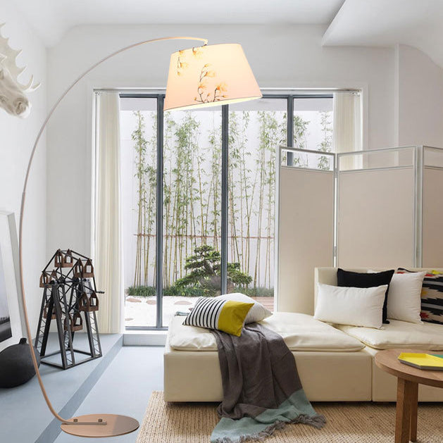 Modern Light Luxury Wrought Iron Curved Cylinder Floor Lamp - 1-Light Stand