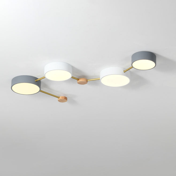 Scandinavian Minimalist Solid Wood Iron LED Flush Mount Light
