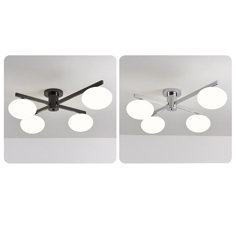 Nordic Light Luxury Glass Ball Semi-Flush Mount Ceiling Light - 3/4/5 Lights