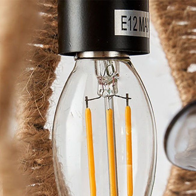 Industrial Twisted Rope Iron 4-Light Downrod Ceiling Fan Light Fixture