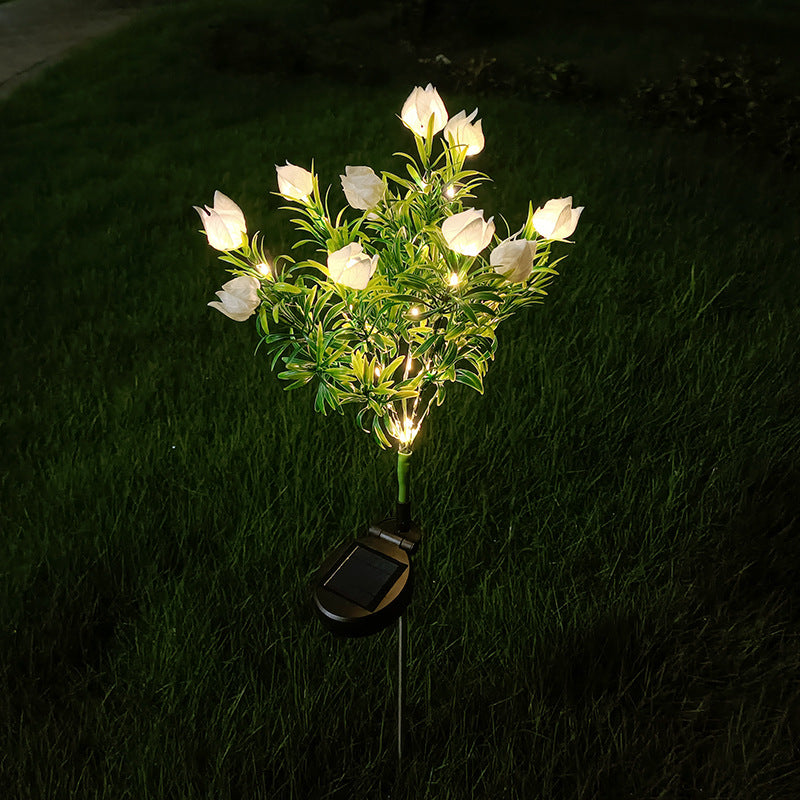 Contemporary Waterproof Imitation Gardenia LED Solar Lawn Light for Outdoor Patio