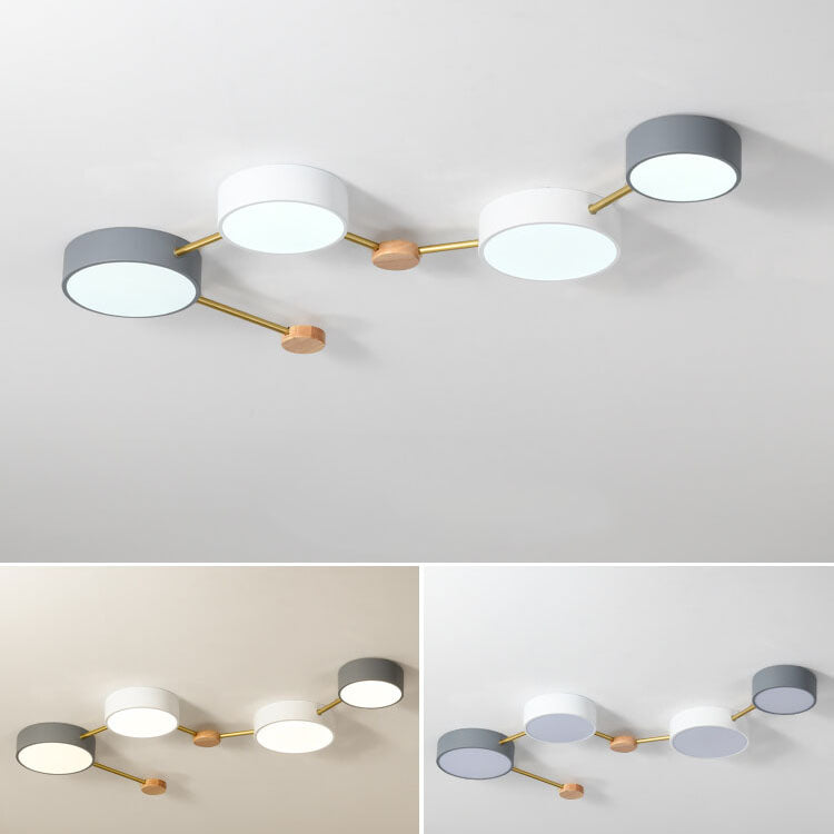 Scandinavian Minimalist Solid Wood Iron LED Flush Mount Light
