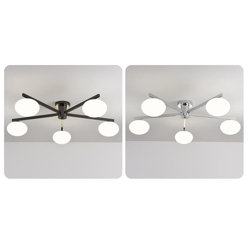 Nordic Light Luxury Glass Ball Semi-Flush Mount Ceiling Light - 3/4/5 Lights