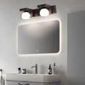 2/3-Light Wood Bathroom Vanity Light Fixture with Adjustable Iron Spotlights and Fixed Glass Shades, Modern Rustic Lighting for Home Decor, Stylish Wall Sconce for Vanity Lighting, Energy-Efficient LED Compatible, Easy Install Bathroom Lighting Solutions