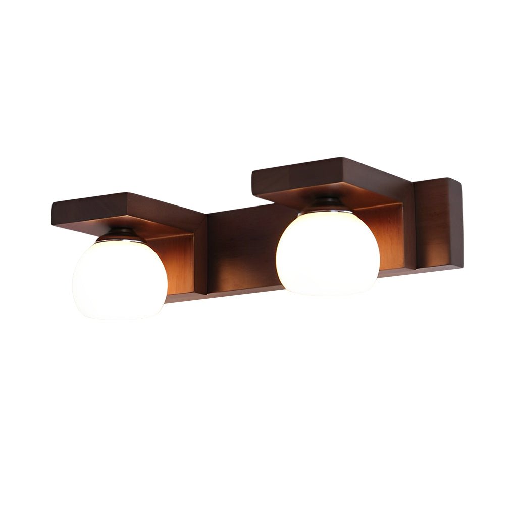 2/3-Light Wood Bathroom Vanity Light Fixture with Adjustable Iron Spotlights and Fixed Glass Shades, Modern Rustic Lighting for Home Decor, Stylish Wall Sconce for Vanity Lighting, Energy-Efficient LED Compatible, Easy Install Bathroom Lighting Solutions