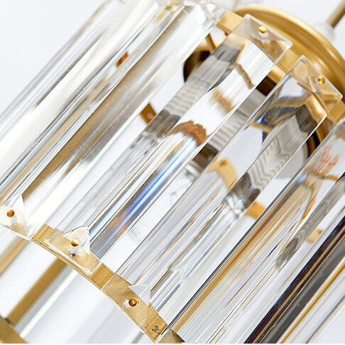 Modern Prismatic Crystal Cylinder 6-Light Stairway Chandelier