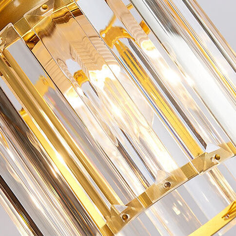 Modern Prismatic Crystal Cylinder 6-Light Stairway Chandelier